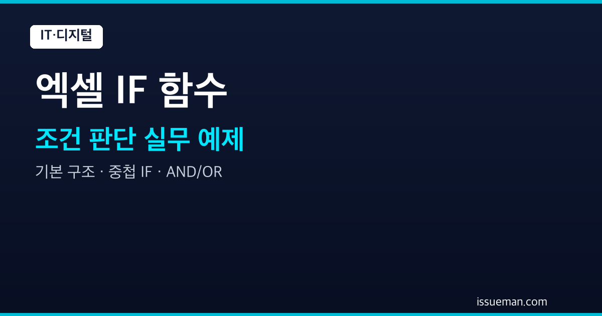 엑셀 IF 함수 사용법 — 조건 판단 실무 예제