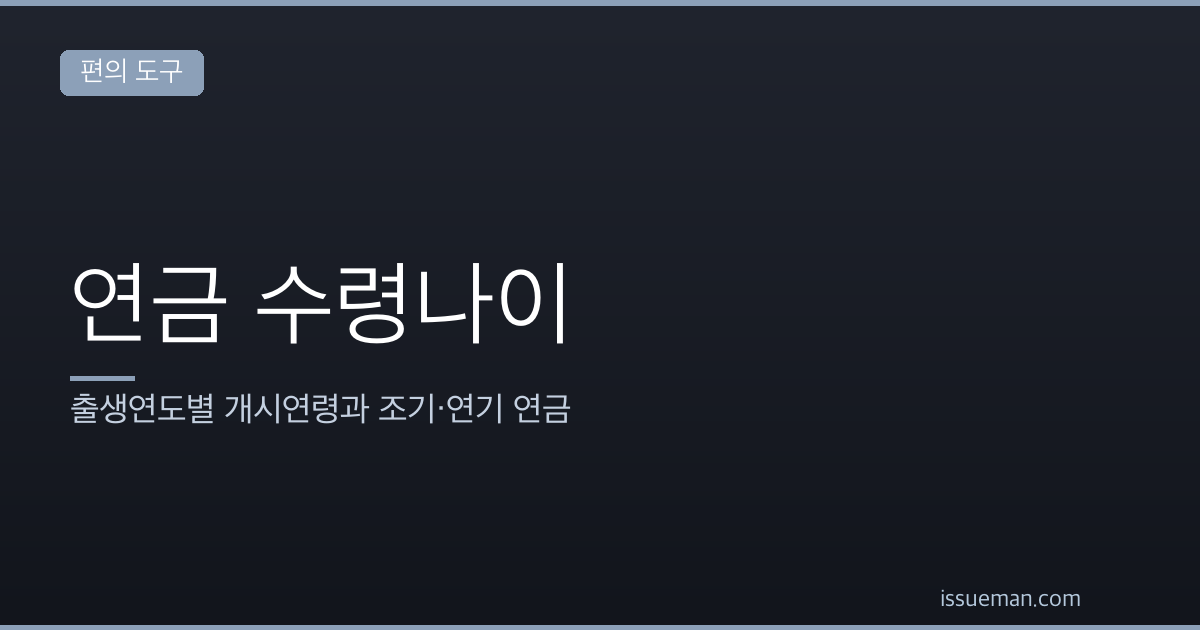 국민연금 수령나이 — 출생연도별 개시연령과 조기·연기 연금